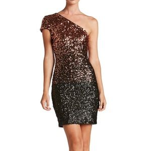Dress the population ombré sequin one shoulder
